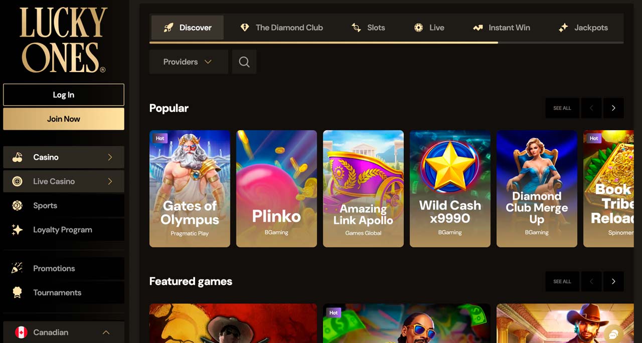 LuckyOnes Casino screen